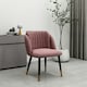 image 2 of Set of 2 Milano Velvet Dining Chairs with Stylish Ribbed Back Design, Black Metal Legs with Silver Tips | Pink | Gold End Tips