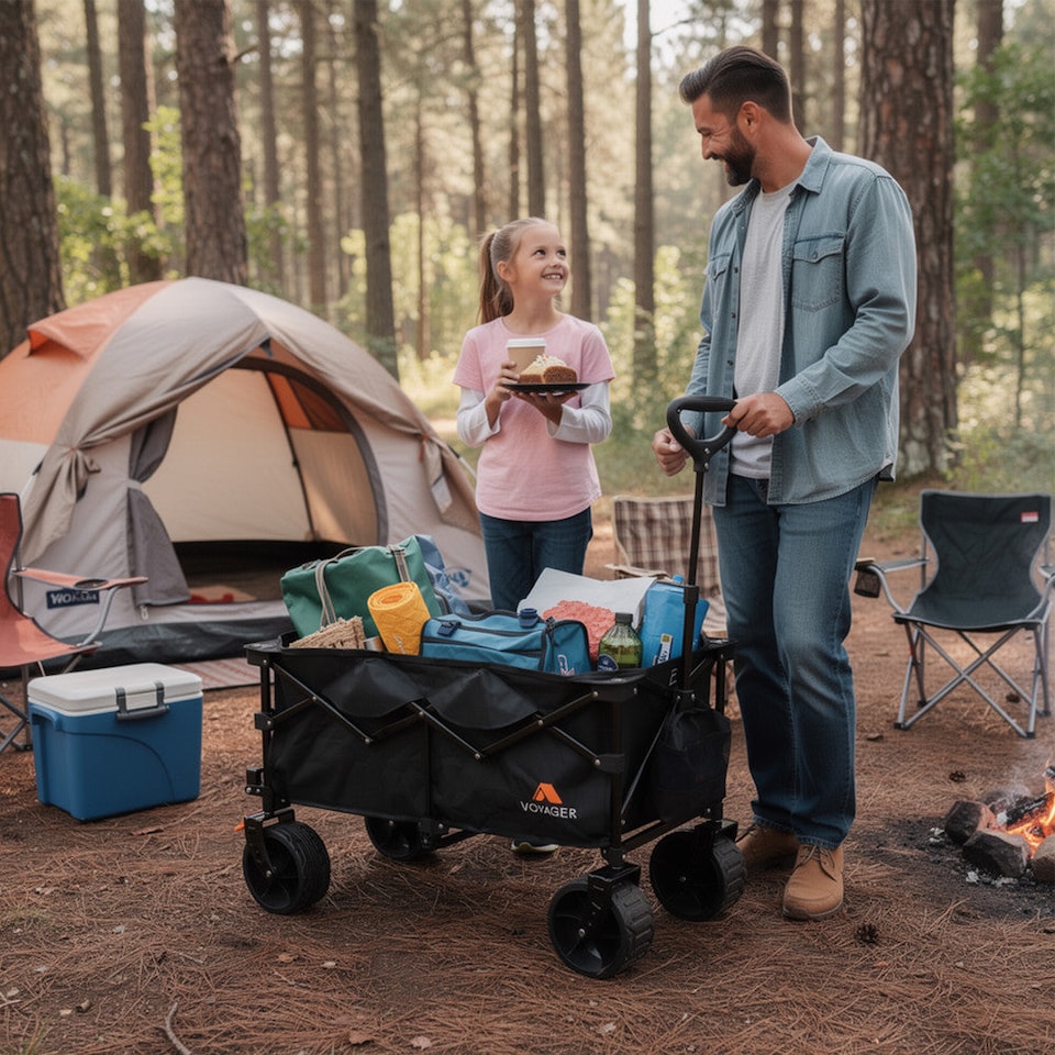 image 1 of Voyager Heavy Duty Folding Camping Wagon with All Terrain Wheels