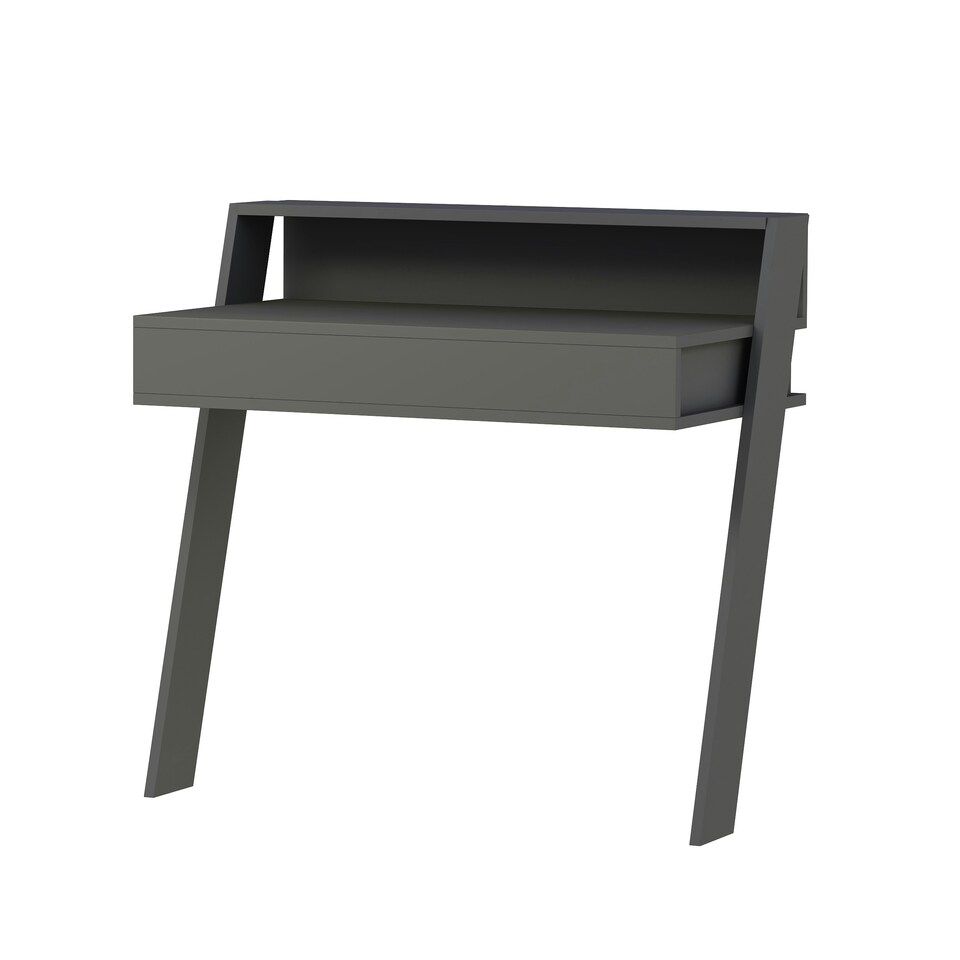 image 1 of Cowork Modern Desk Anthracite Grey Wall Mounted With Drawer 94cm Wide Grey