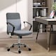 image 2 of Vinsetto Office Chair Linen Swivel Desk Chair Home Study Rocker w/ Wheel, Grey
