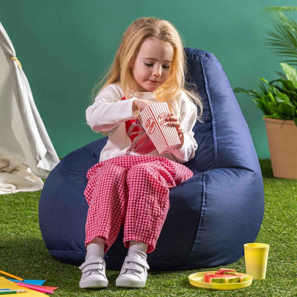 image 1 of icon Kids Recliner Beanbag Indoor and Outdoor Navy Blue Set of 2