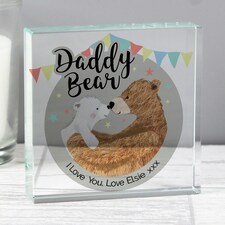 Personalised Daddy Bear Crystal Token Clear | One Size