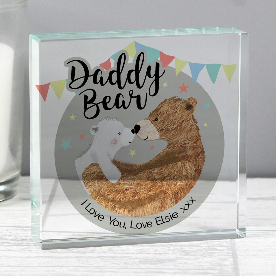 image 1 of Personalised Daddy Bear Crystal Token Clear | One Size