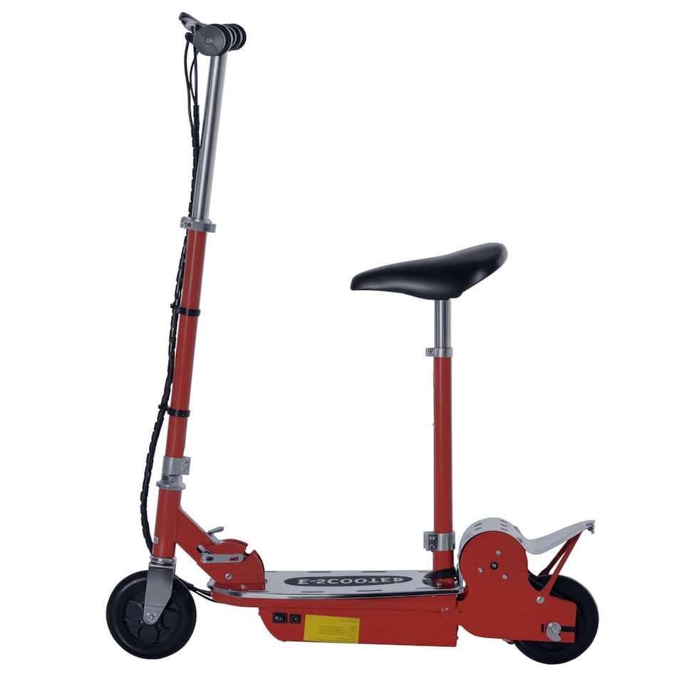 image 1 of HOMCOM Foldable Powered Scooter with Adjustable Seat and Brake, Red