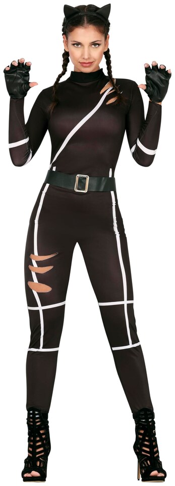 image 1 of Fancy Dress Adult Black Cat Costume - L