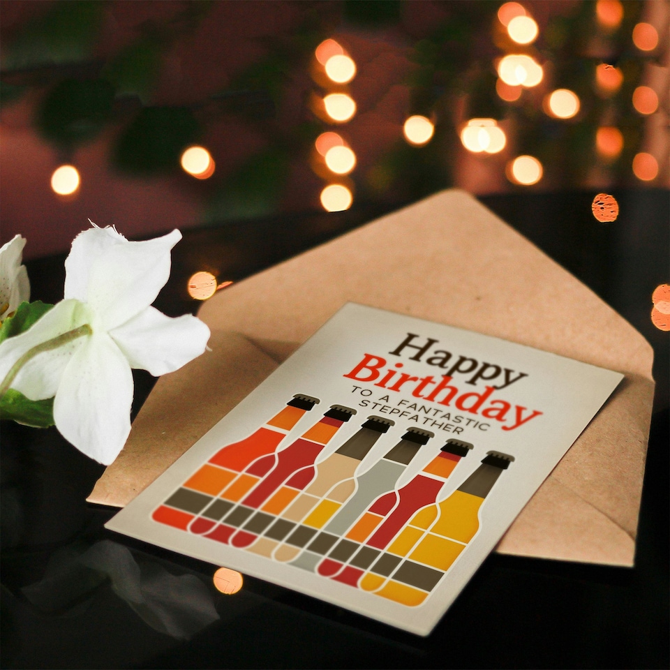 image 1 of Fantastic Stepdad Craft Beer Lover Row Birthday Card