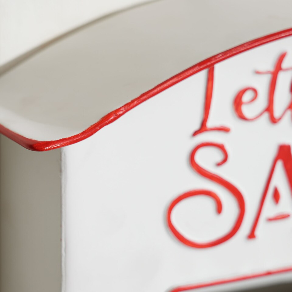 image 1 of HOMCOM Christmas Post Bo, Letters to Santa Mailbo, Wall Mounted Postbo, Christmas Decoration for Indoor and Outdoor, White