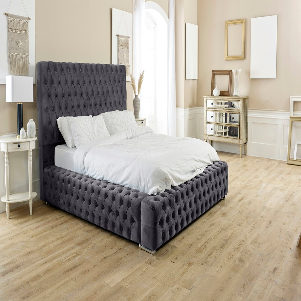 Enigma Plush Single Bed Frame - Steel