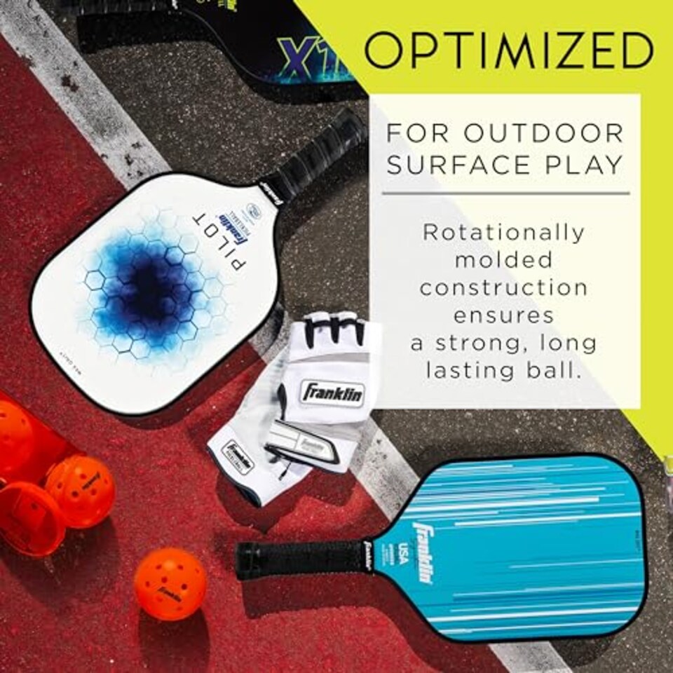 image 1 of Franklin Sports Outdoor Pickleballs - X-40 Pickleball Balls - USA Pickleball (Usapa) Approved - 3 Pack Outside Pickleballs - Ember - Us Open Ball