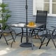image 2 of Outsunny Garden Table with Parasol Hole for Four, Slatted Metal Plate