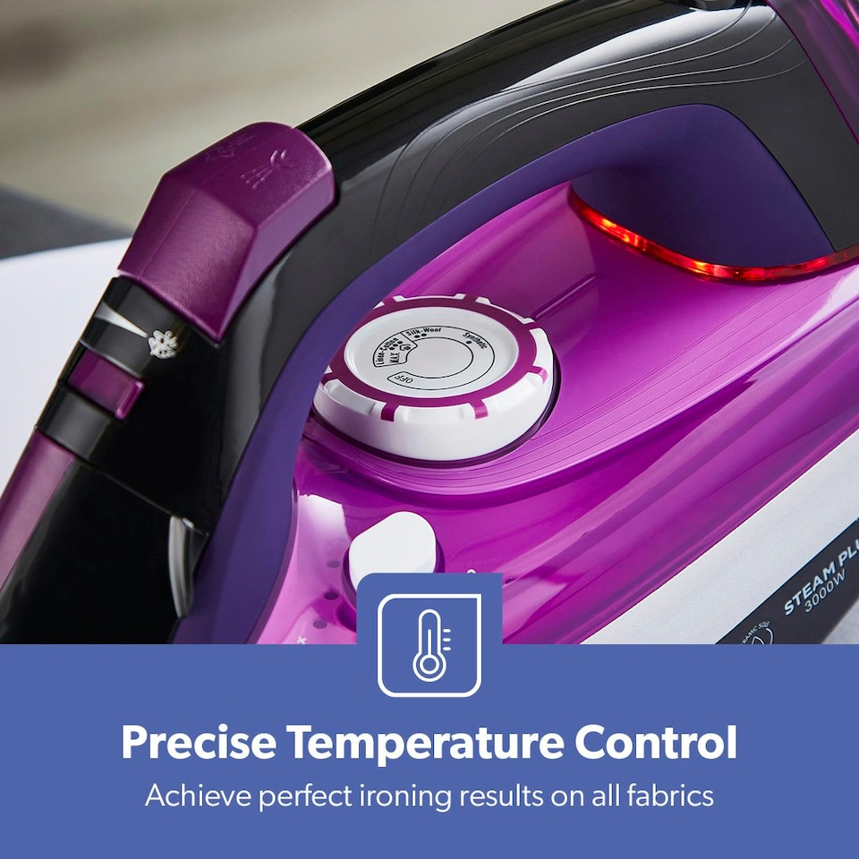 image 1 of GEEPAS Steam Iron | Clothes Dry & Steam Press, 3000W Purple