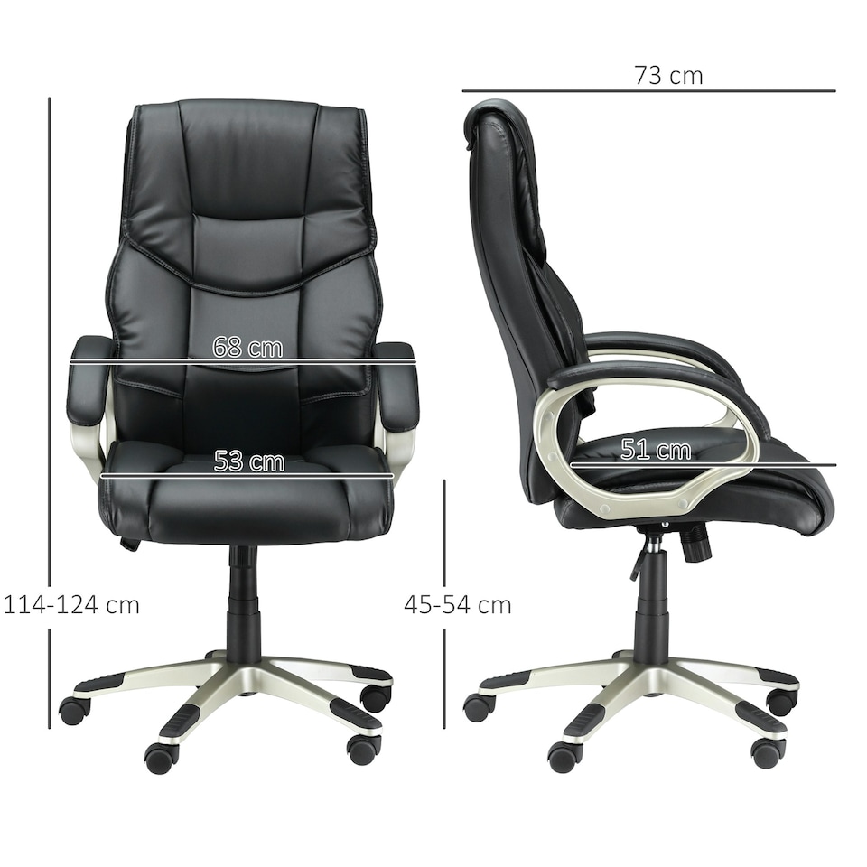 image 1 of HOMCOM Executive Office Chair Faux Leather Computer Desk Chair w/ Wheel Black