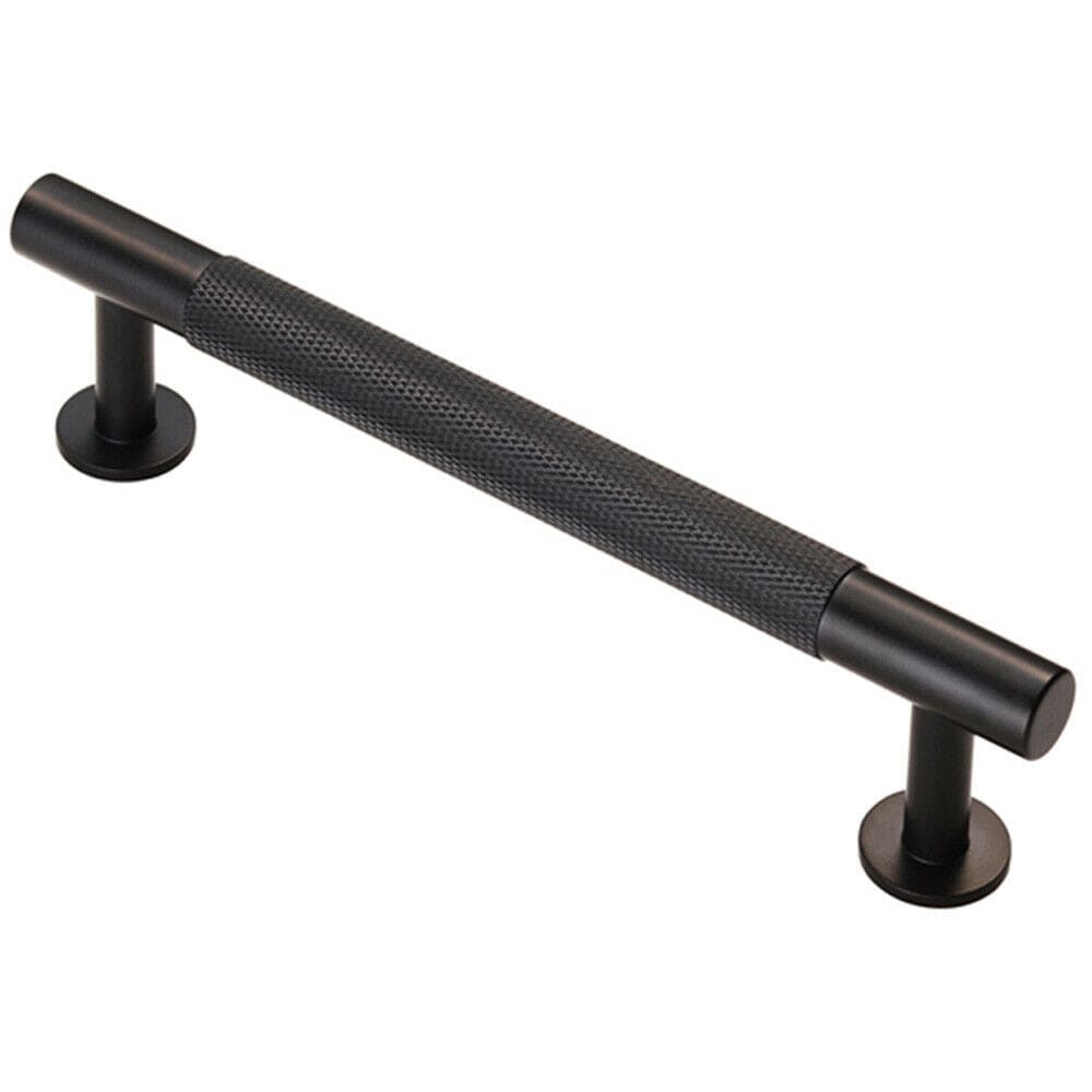 Loops Knurled Bar Door Pull Handle 158 x 13mm 128mm Fixing Centres Matt Black