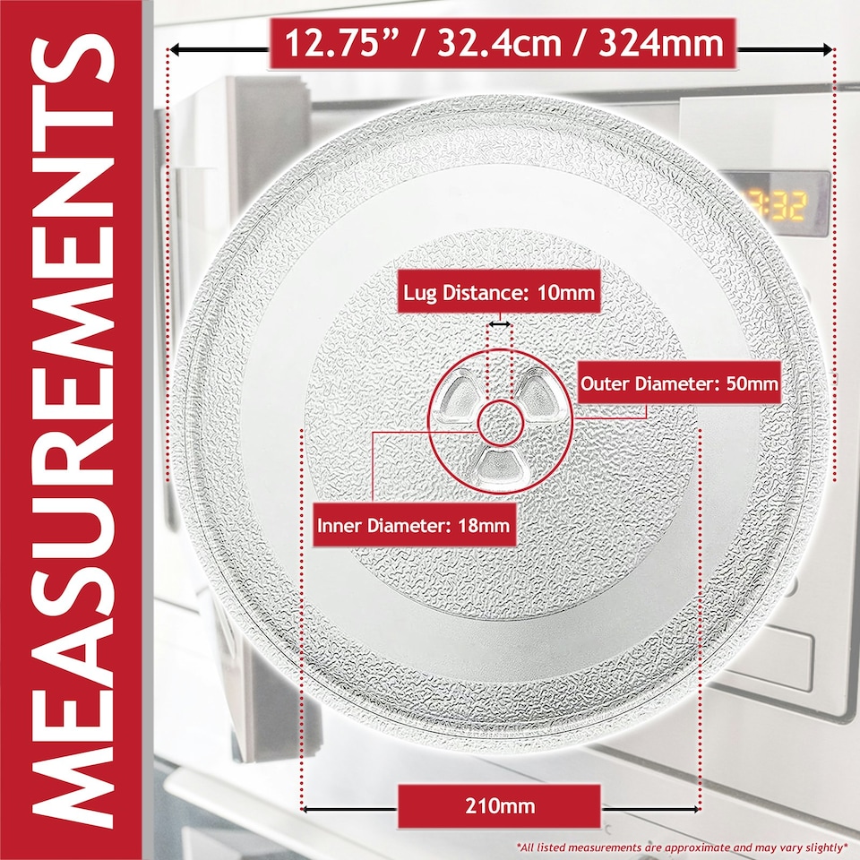 image 1 of SPARES2GO Universal Microwave Turntable Plate Y Type Glass Dish Tray (12.75" / 32.4cm / 324mm)