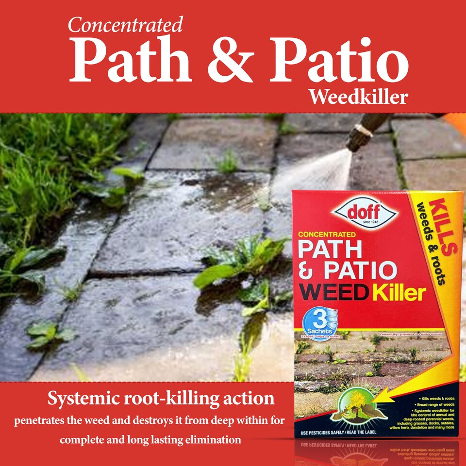 image 1 of Doff Concentrated Path and Patio Weedkiller Outdoor Weed Control Herbicide 3 Sachets