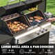 image 4 of Outsunny 3 Burner Hybrid Dual Fuel BBQ Gas Grill with Side Burner, Black | Black | Black | 148 x 60 x 110 cm