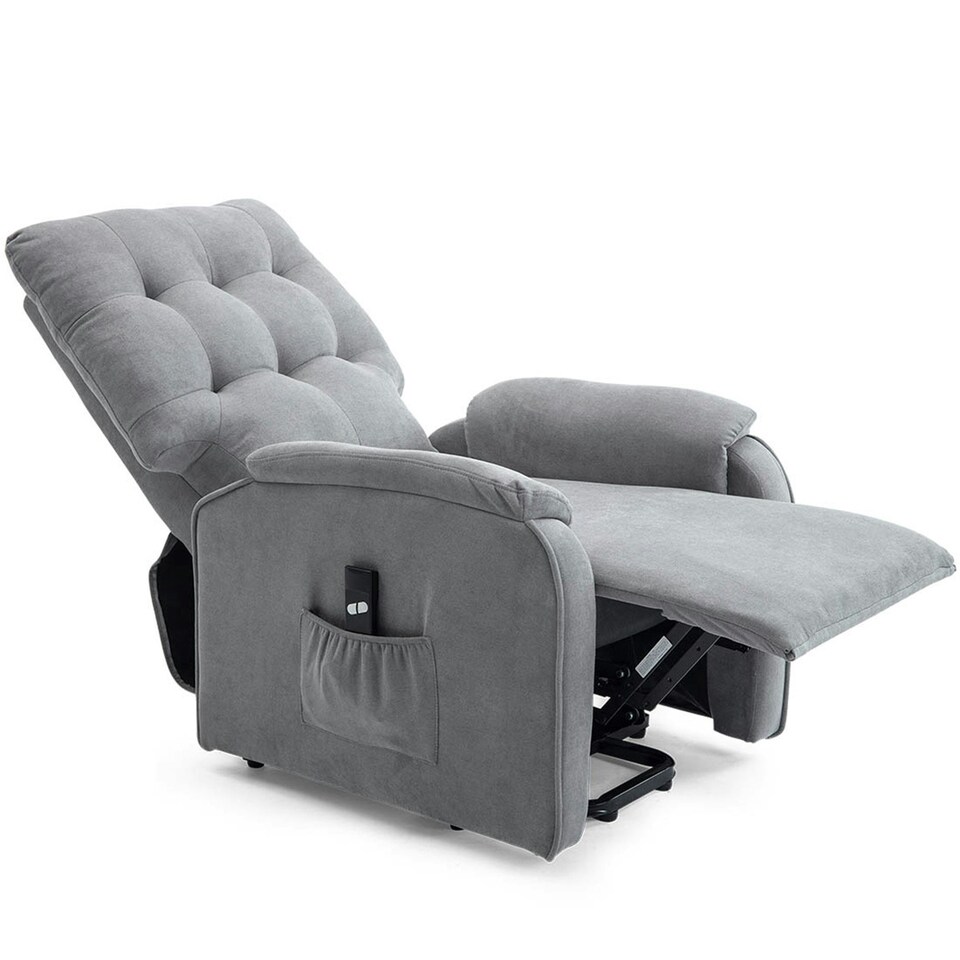 image 1 of Charlbury Fabric Single Motor Rise Recliner Electric Lift Chair (Grey)