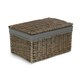 image 2 of Antique Wash Finish Storage Hamper with Grey Sage Lining | Brown | Brown | M