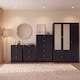 image 1 of Vida Designs Altino 4 Piece Bedroom Set (2x 3 Drawer Bedside, 5 Drawer Chest, 3 Door 2 Drawer Wardrobe), Black
