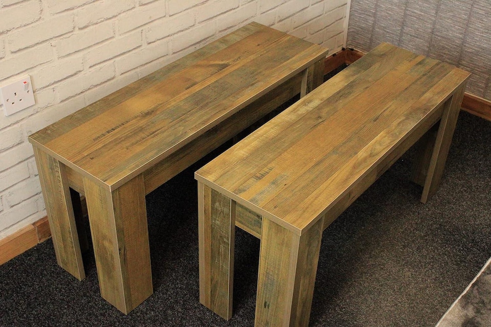 image 1 of 2 Benches Rustic Effect Wood Table Rustic Benches Dining Room