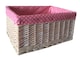 image 5 of Pink Spotty Lined Wicker Open Storage Basket Set of 4 | Pink | Pink | Not provided