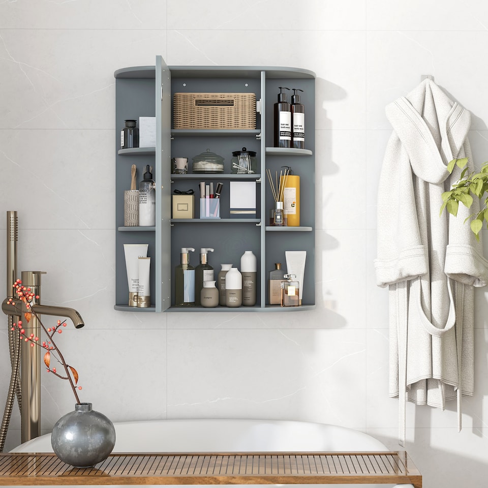 image 1 of COSTWAY Bathroom Medicine Cabinet with Mirror Adjustable Shelves