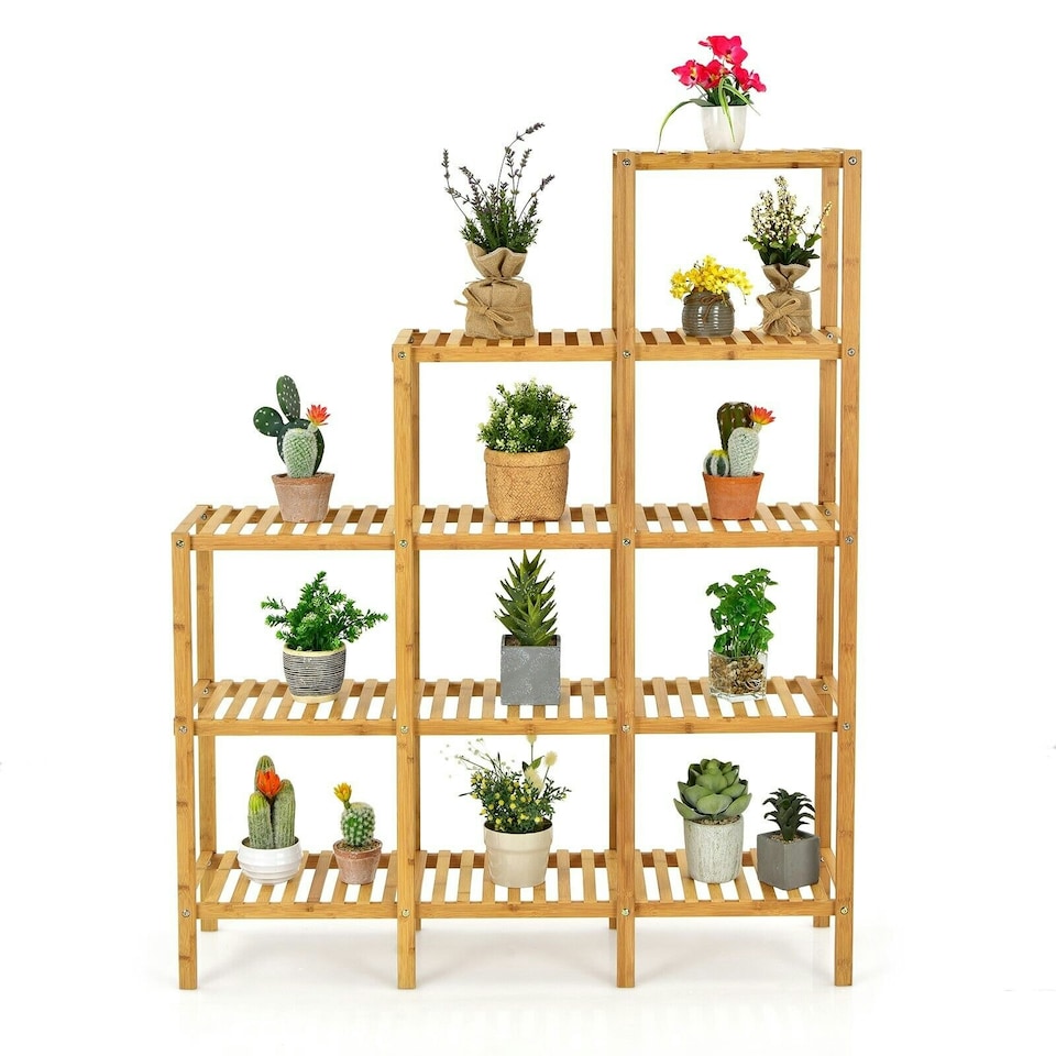 image 1 of COSTWAY 5-Tier Plant Holder Stand Shelf Storage Organizer Brown