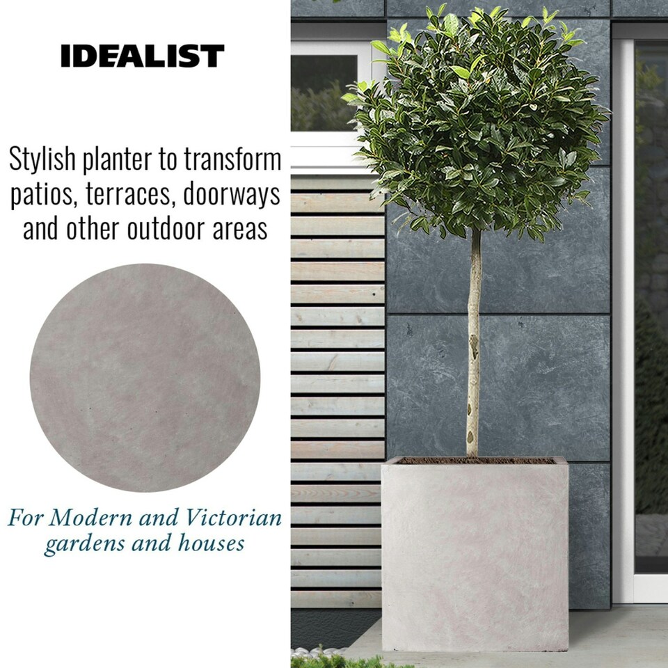 image 1 of Square Box Grey Light Concrete Garden Planter H50 L50 W50 cm, 126 ltrs Cap.