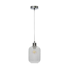 Batley - Clear Ribbed Glass with Chrome Pendant Fitting | Clear | Clear | 1