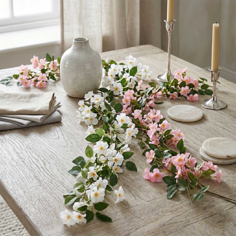 Homescapes Artificial Cherry Blossom Garland Set of 2, 180 cm
