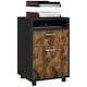 image 1 of HOMCOM 60cm Filing Cabinet with Drawer, Open Shelf, Metal Handles and 4 Wheels, Office Home Organiser Mobile Printer, Rustic Brown