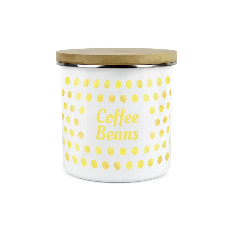 image 1 of Yellow Polka Dot Large Coffee Beans Canister