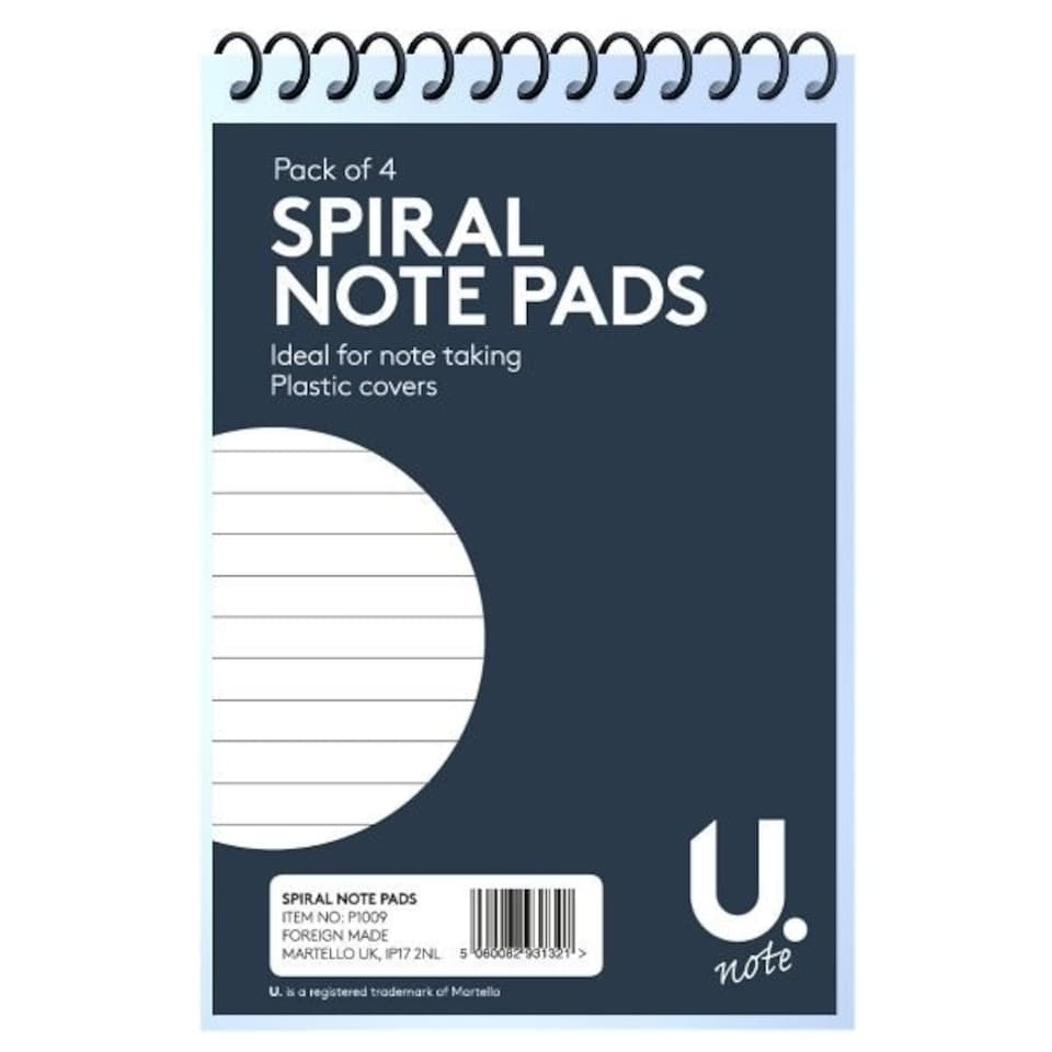 image 1 of Pack of 4 6"x4" 34 Sheets Spiral Note Pads