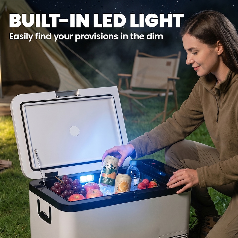 image 1 of Outsunny 12V Portable Car Refrigerator w/ Inner LED Light Indoor Outdoor, 25L
