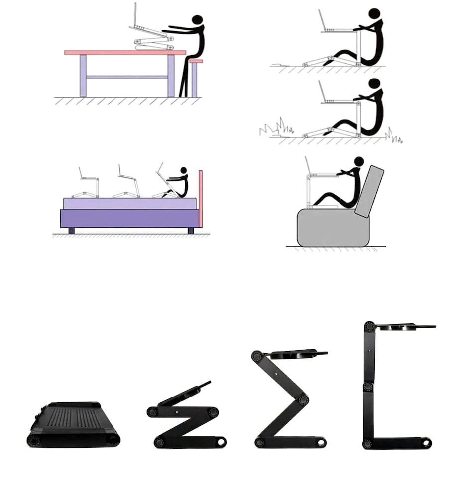 image 1 of Accuratus Integer Desk - Multi Angle Height Adjustable Desk with Integrated Cooling Fans - Laptop Stand