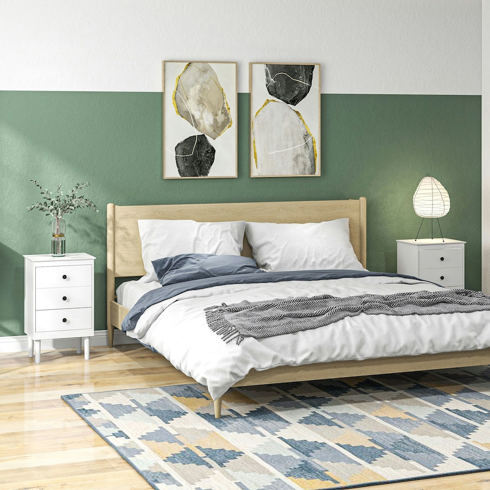 image 1 of HOMCOM Bedside Table Set of 2, Bedside Cabinet w/ 3 Drawers, Modern Side Table,