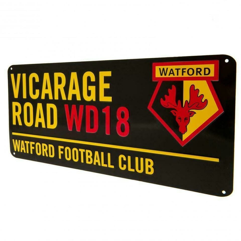 image 1 of Watford FC Vicarage Road WD18 Street Sign - Black/Yellow/Red - One Size
