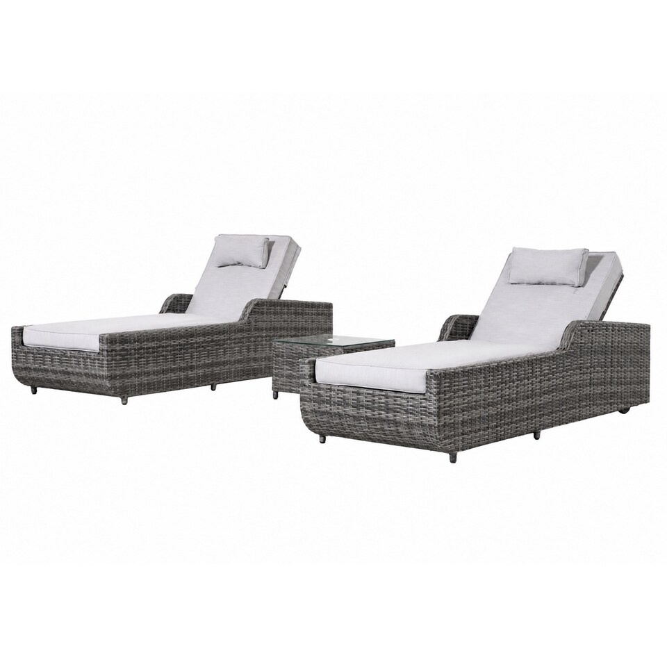 image 1 of Direct Wicker Adjustable Sun Lounge with Side Table – 5‑Position Recliner and Glass‑Top Side Table