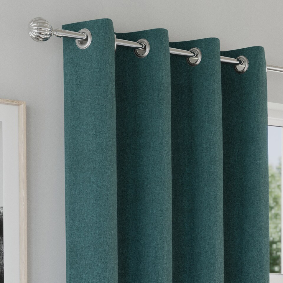 image 1 of Enhanced Living Austin 100% Blackout, Thermal Teal Curtains with Eyelet Header (PAIR) - 66x90 inch (168x229cm)