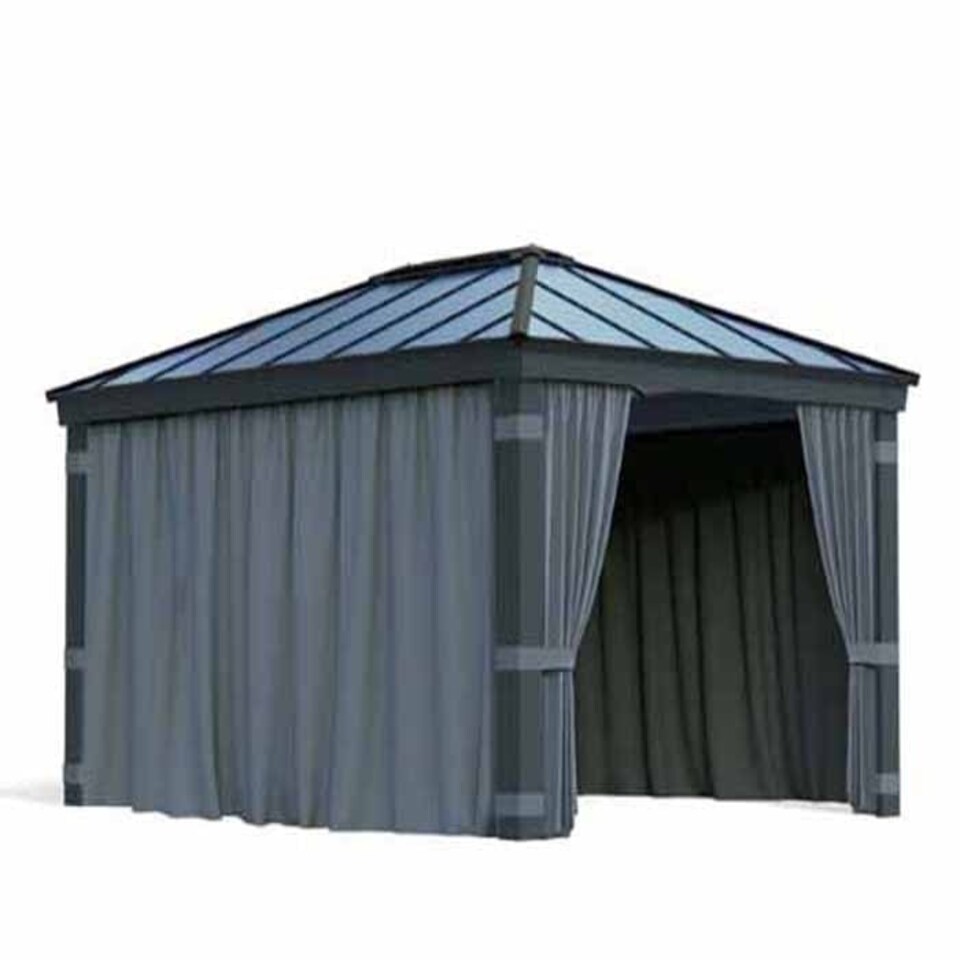 image 1 of Curtain Set for Dallas 12 x 16 Gazebo - Polyester - L212 x W440 cm - Dark Grey (Gazebo Not Included)