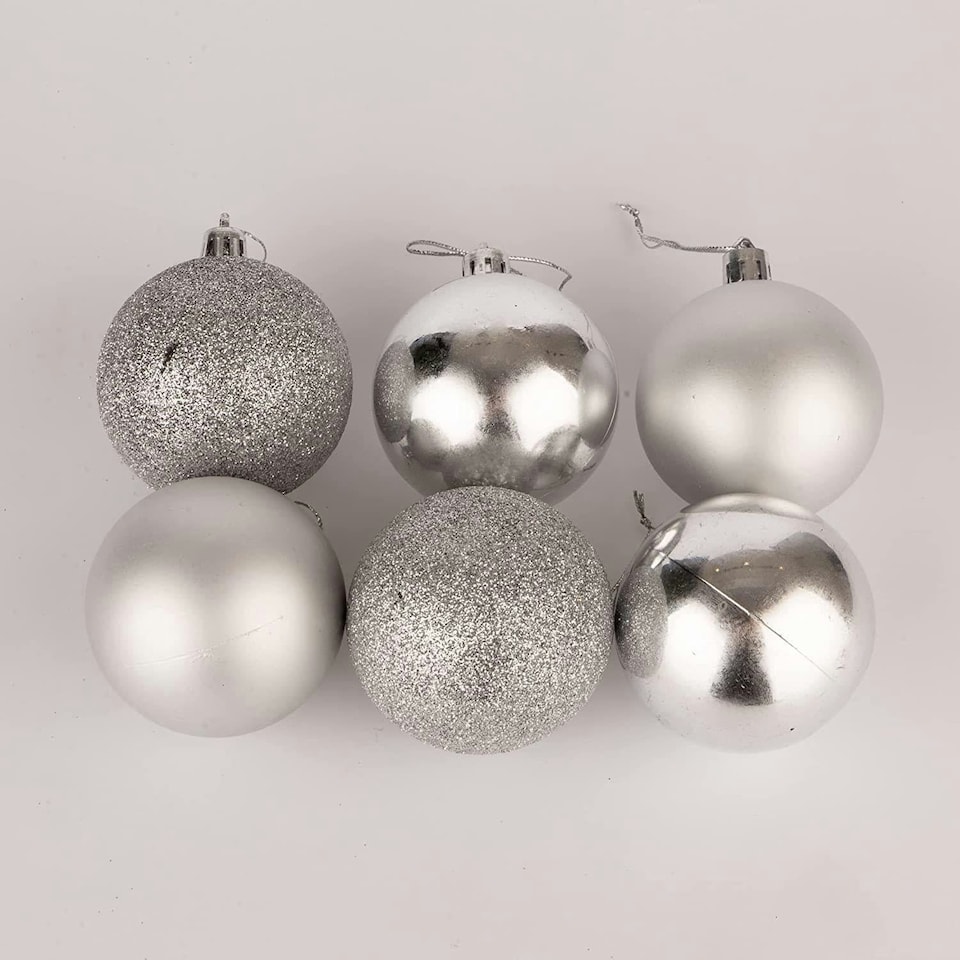 image 1 of 60mm/18Pcs Christmas Baubles Shatterproof Silver,Tree Decorations