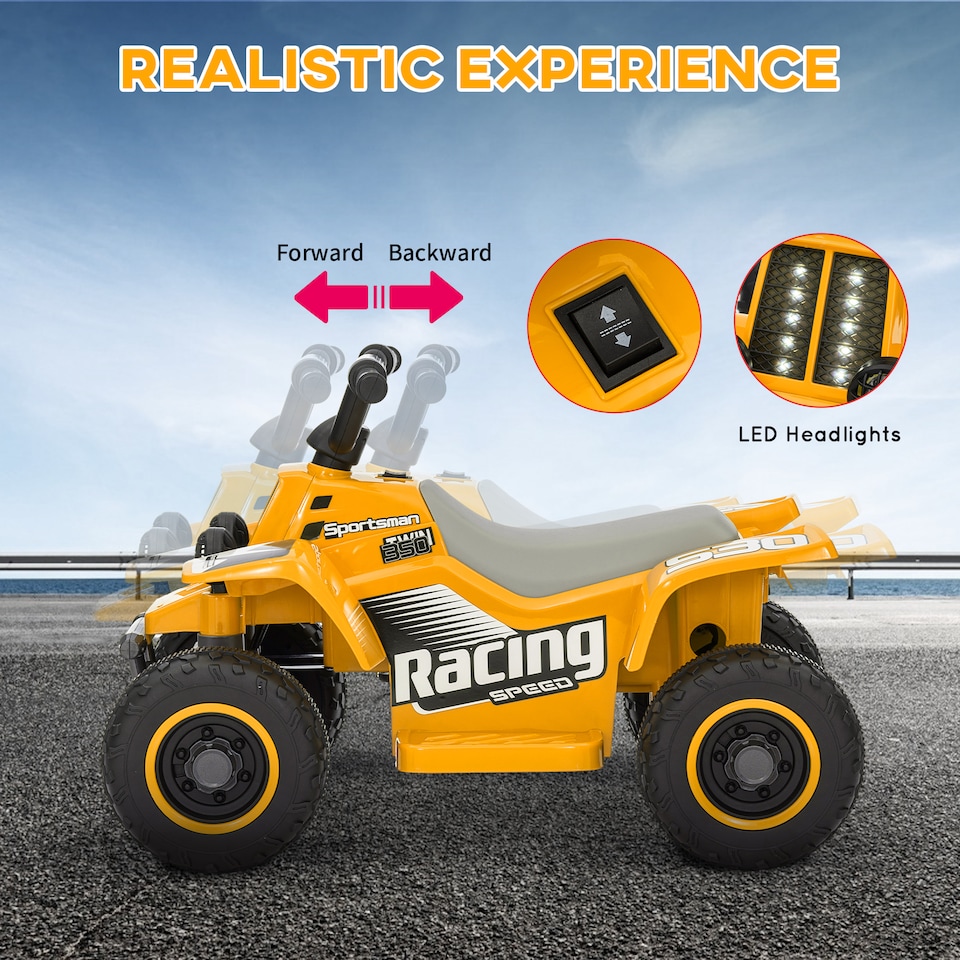 image 1 of AIYAPLAY 6V Electric Quad Bike w/ Forward/Backward, Car for Kids, Yellow