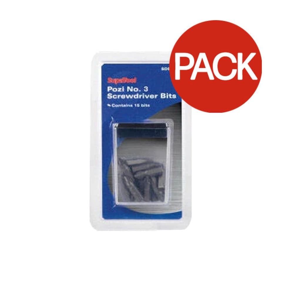 SupaTool Pozi Screwdriver Bit (Pack of 15) - Grey - 4mm