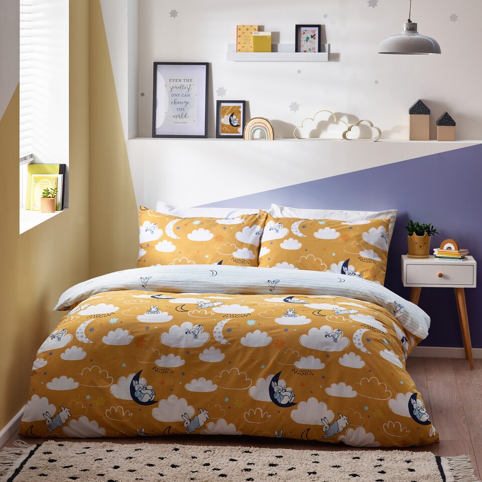 image 1 of Peter Rabbit Sleepy Head Reversible Duvet Cover Set, Ochre