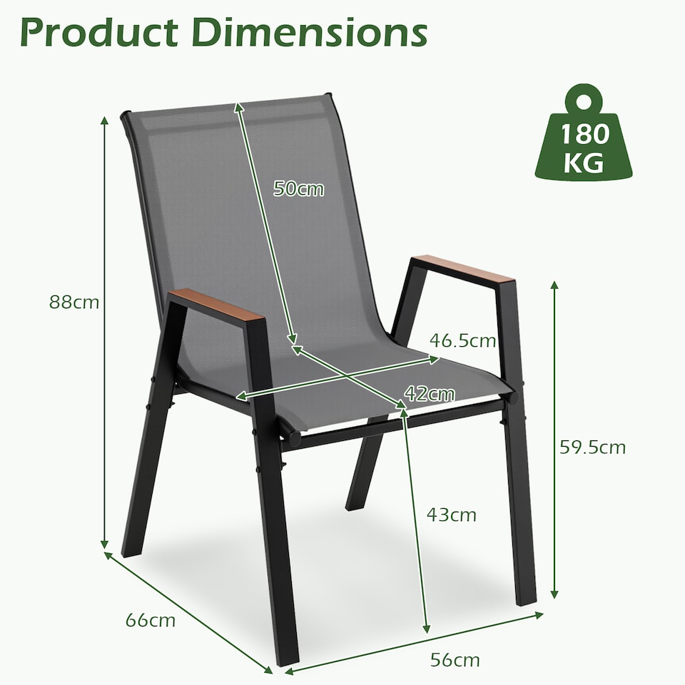 image 1 of COSTWAY Outdoor Dining Chairs Set of 4 Stackable Breathable Fabric