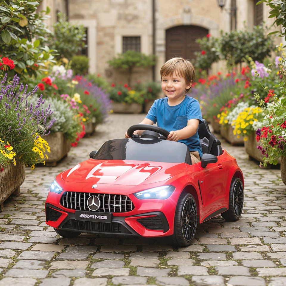 image 1 of AIYAPLAY Licensed Mercedes AMG CLE 53 Kids Electric Car, 12V Ride On Car with Dual Motors, Remote Control, Suspension, LED Lights, Music and Assist Wheels for 3-6 Years Old | Red