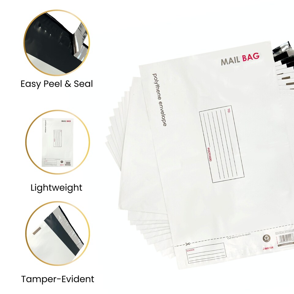 image 1 of Pack of 10 Medium Polythene Mailing Bags 24x32cm – Secure Peel & Seal Envelopes