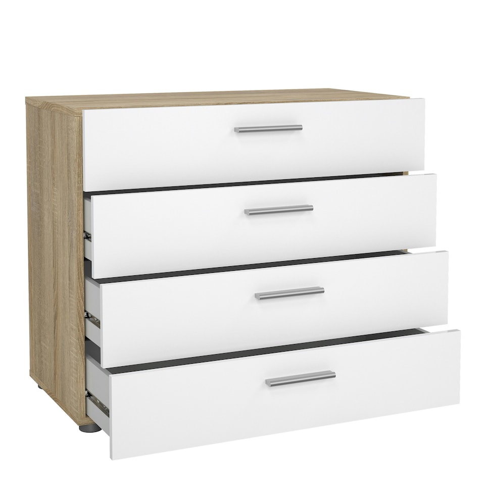 image 1 of Pepe Chest of 4 Drawers in Oak with White High Gloss