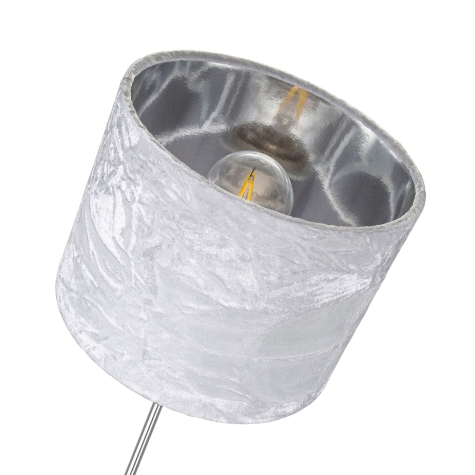 image 1 of Modern White Crushed Velvet 8" Table/Pendant Lampshade with Shiny Silver Inner | White | White | 1