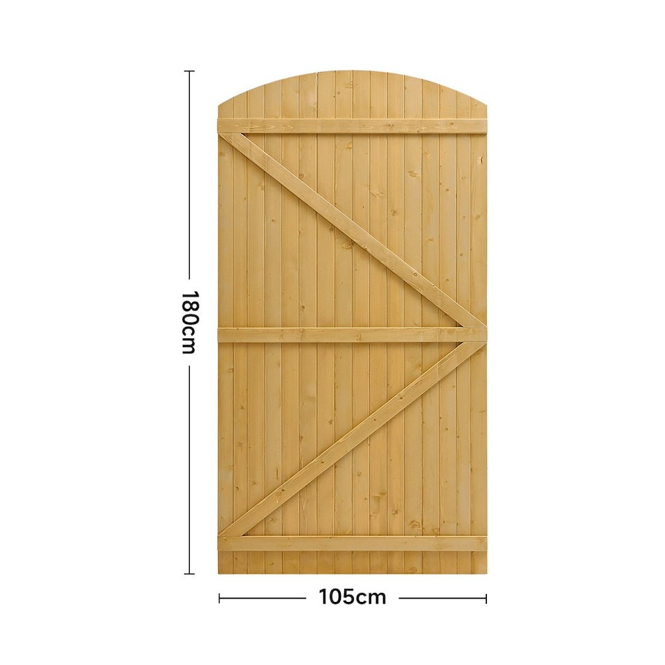 image 1 of Living and Home Semi-Braced Arch Top Wooden Garden Gate, 105x180cm